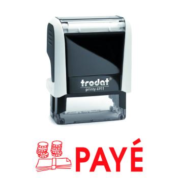 Stempel met 'payé'+ ludieke afbeelding